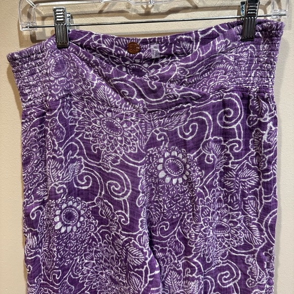 Free People Purple Floral Boho Funky Crossover Waist Wide Leg Pants - Picture 2 of 15
